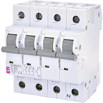 Автоматичний вимикач ETI ETIMAT 6 3p+N C 63 А (6 kA)